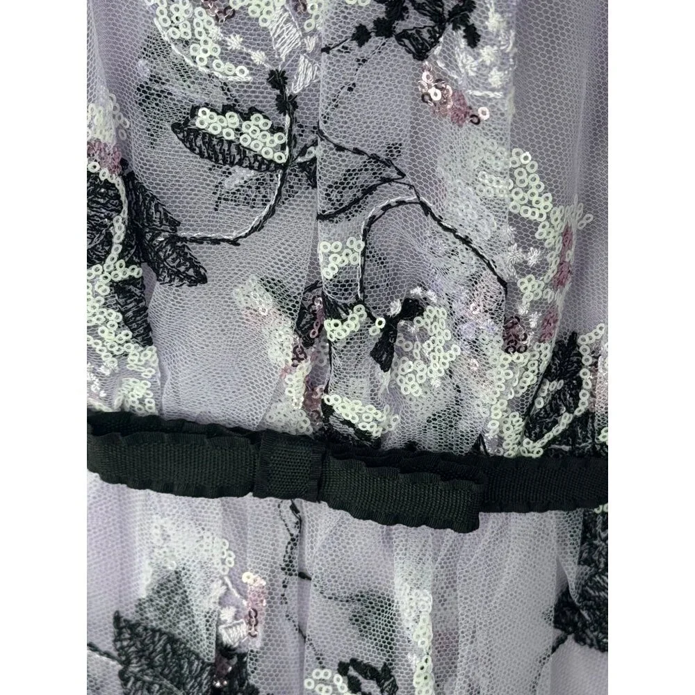 NWT ML Monique Lhuillier Floral Embroidered Mini Dress Size 4 Embellished Rare - Picture 8 of 16